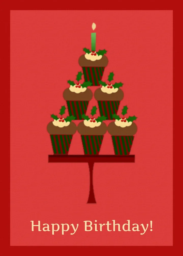 Holiday Birthday Cupcakes card image