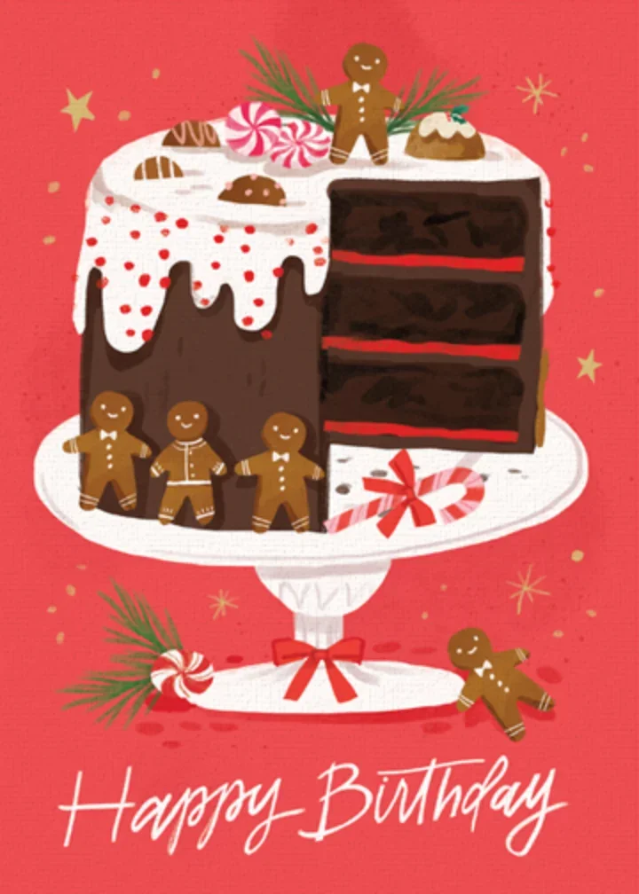 Holiday Birthday Cake card image