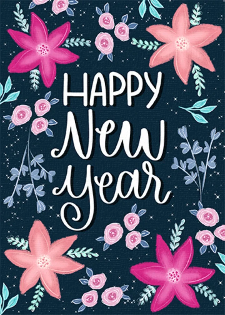New Year Floral card image
