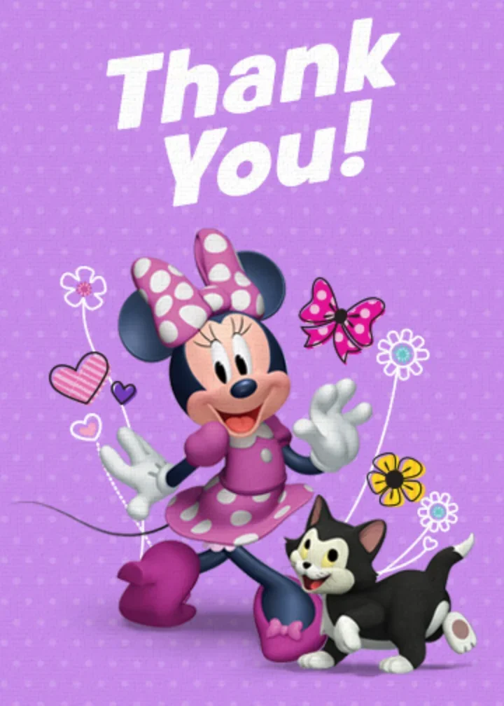 Minnie Mouse Birthday Thanks card image