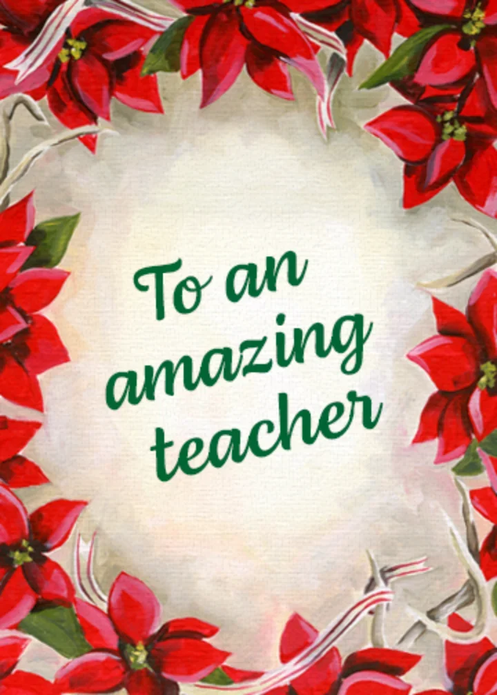 Teacher Poinsettia Floral card image