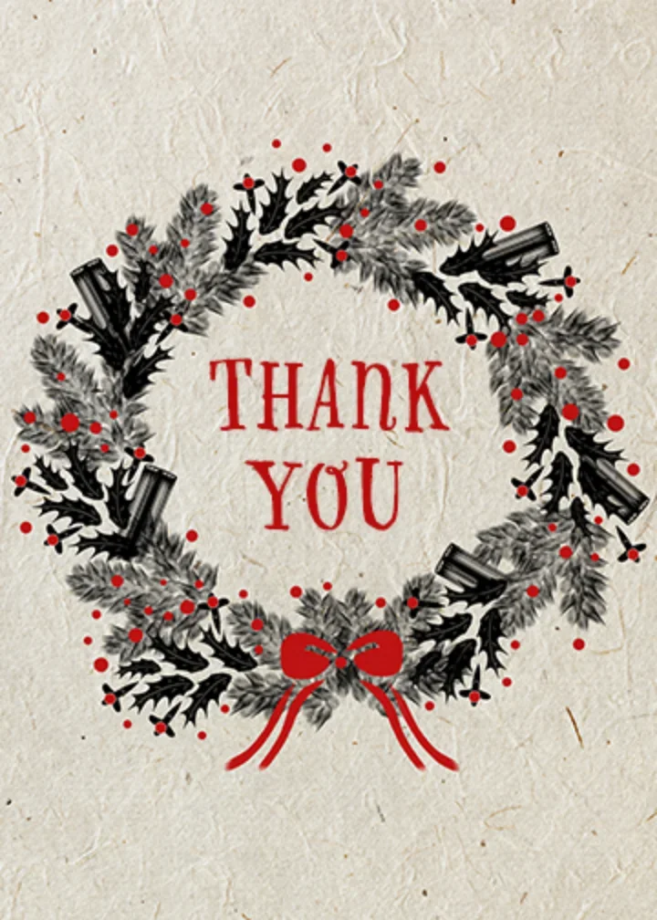 Thank You Holiday Wreath card image