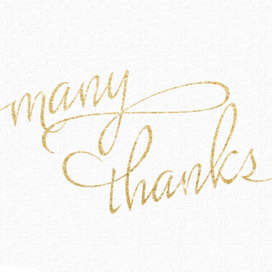 Many Thanks Script Gold card image