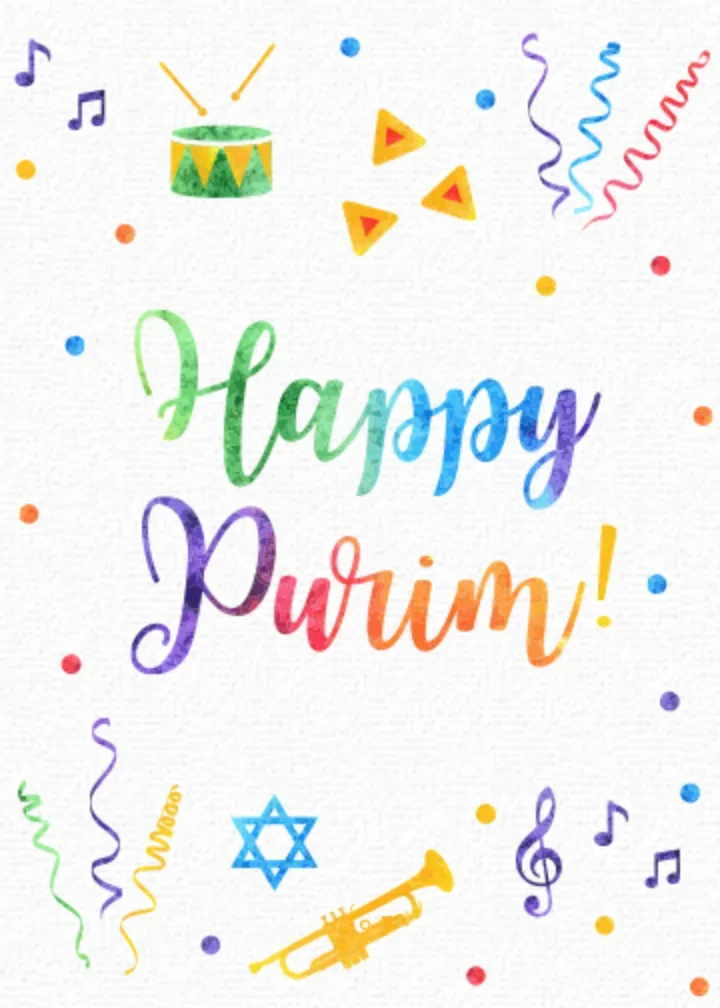 Purim Watercolor card image