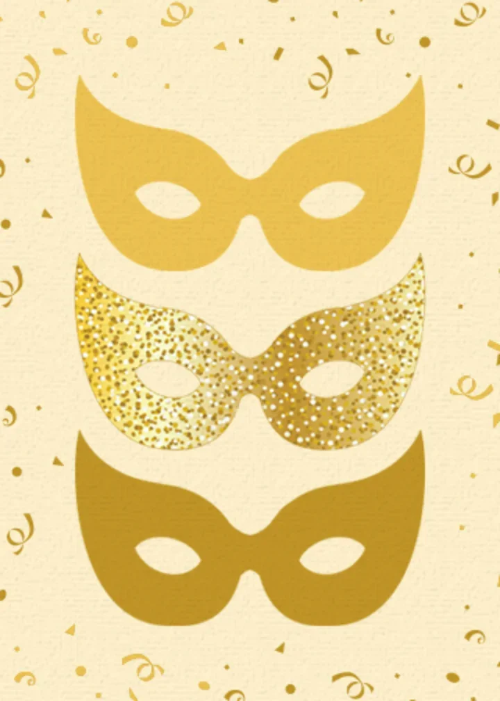 Gold Purim Masks card image