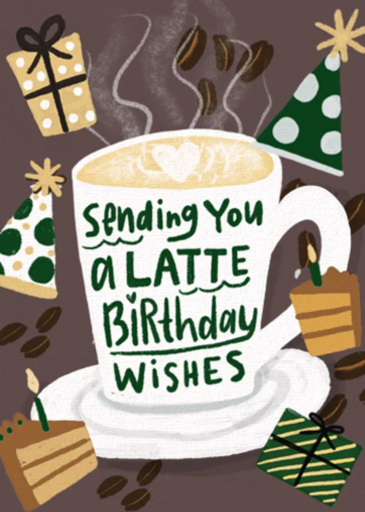 Latte Birthday Wishes card image