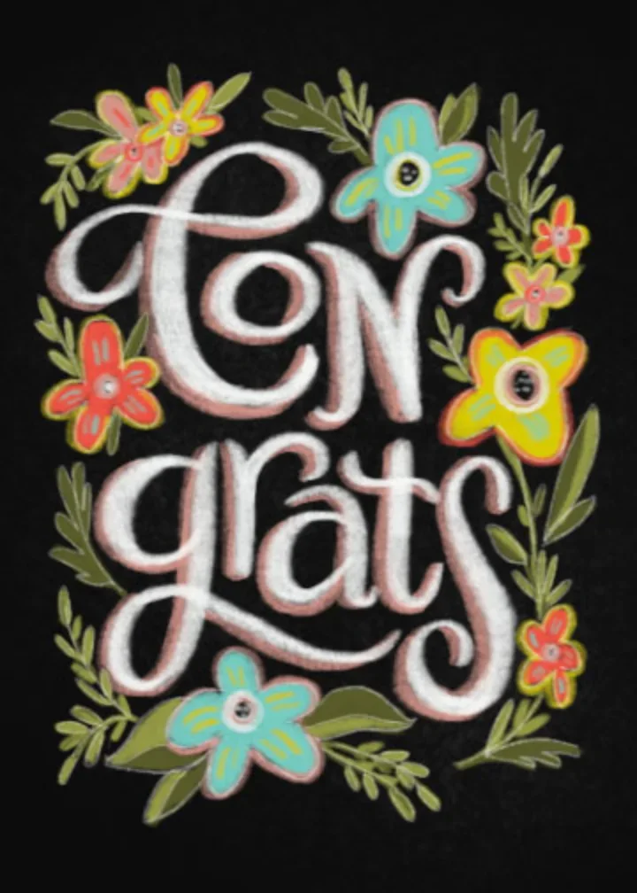 Congrats Chalk Floral card image