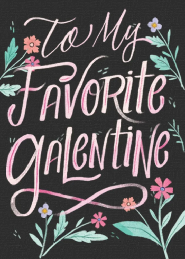 Galentine's Day Dark Floral card image