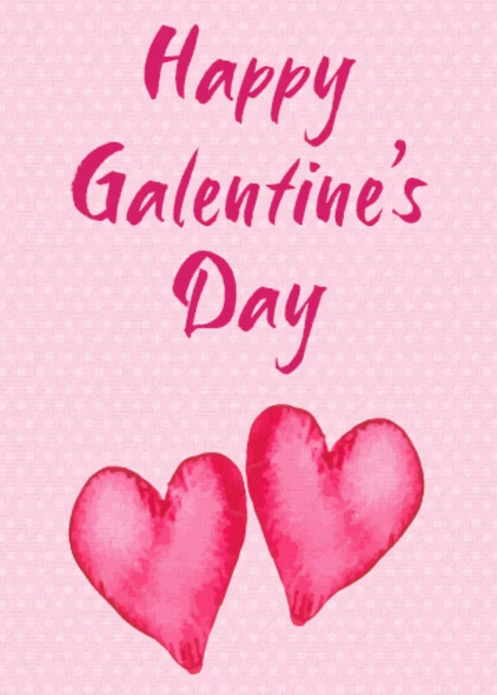 Galentine's Day Watercolor Hearts card image