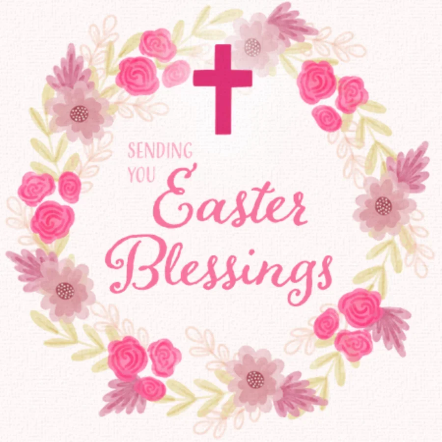 Easter Blessings Wreath card image