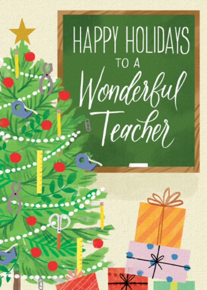 Teacher Christmas Tree card image