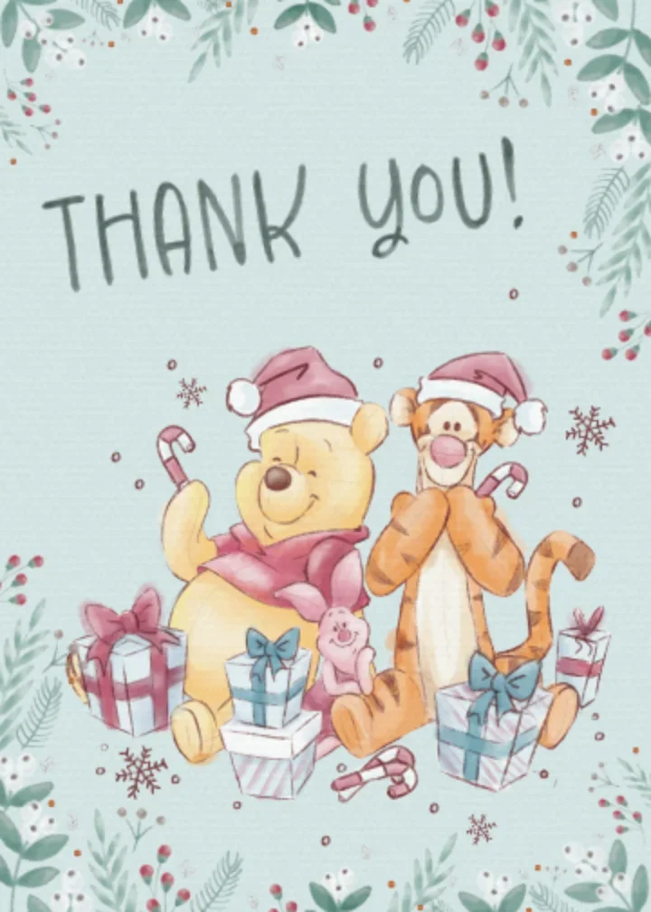 Pooh Christmas Thanks card image
