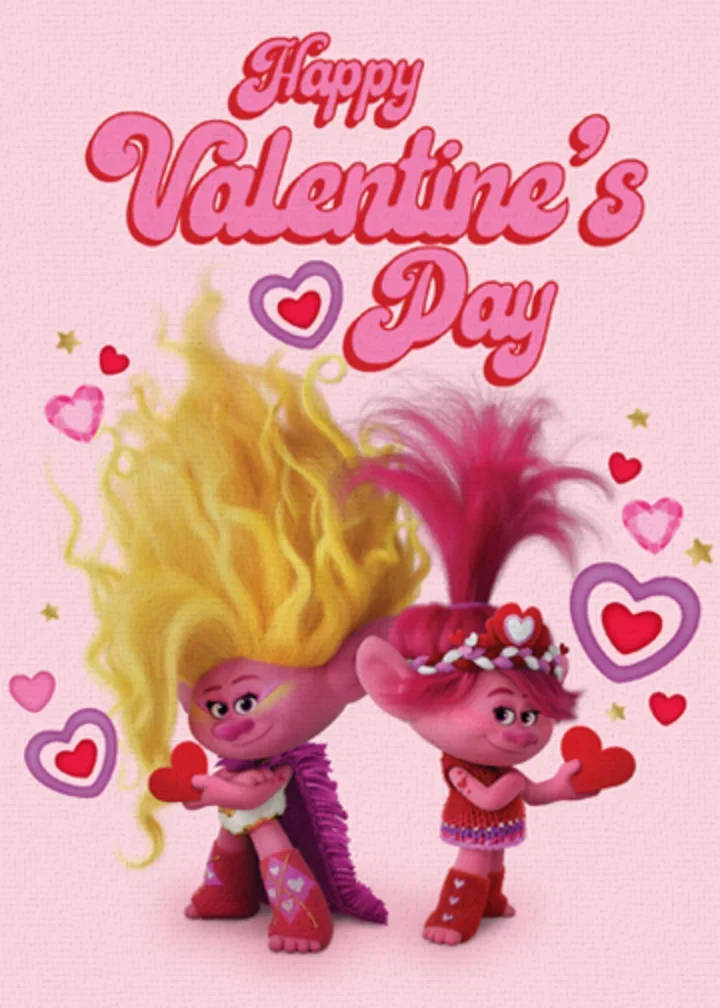 Trolls | Happy Valentine card image