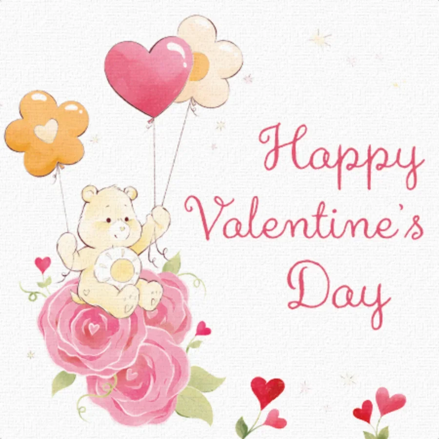 Care Bears | Happy Valentine Rose card image