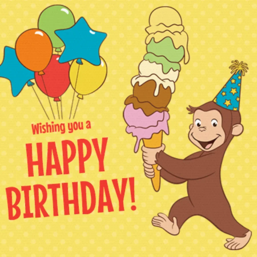 Curious George Happy Birthday card image
