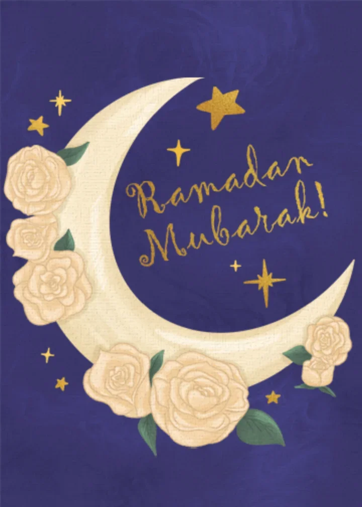 Floral Gold Moon card image