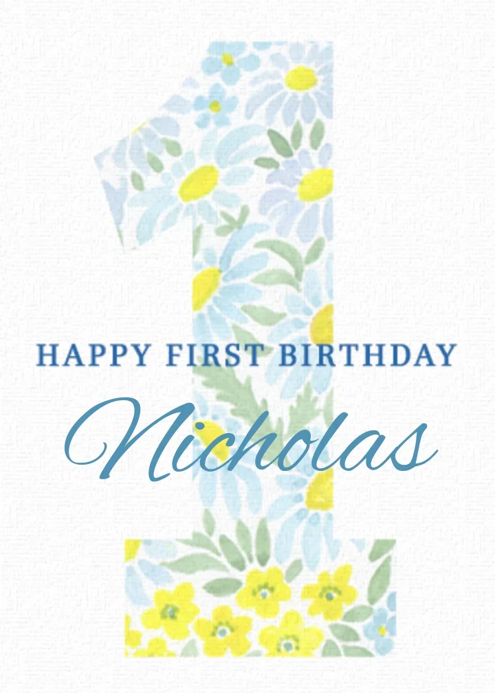 Personalized 1st Birthday Blue card image