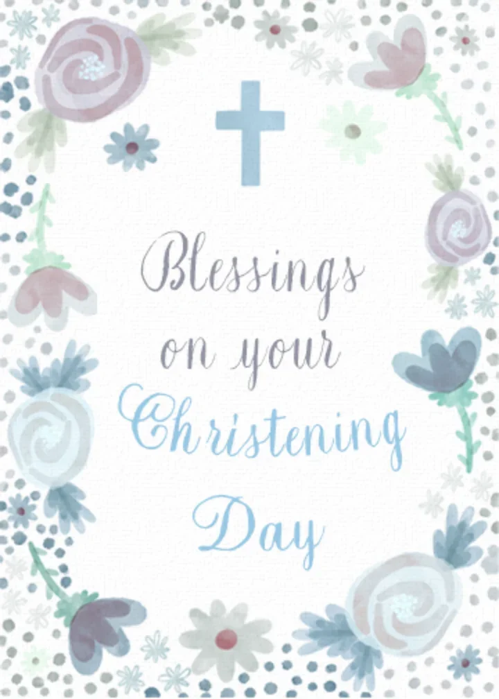 Christening Flowers Blue card image