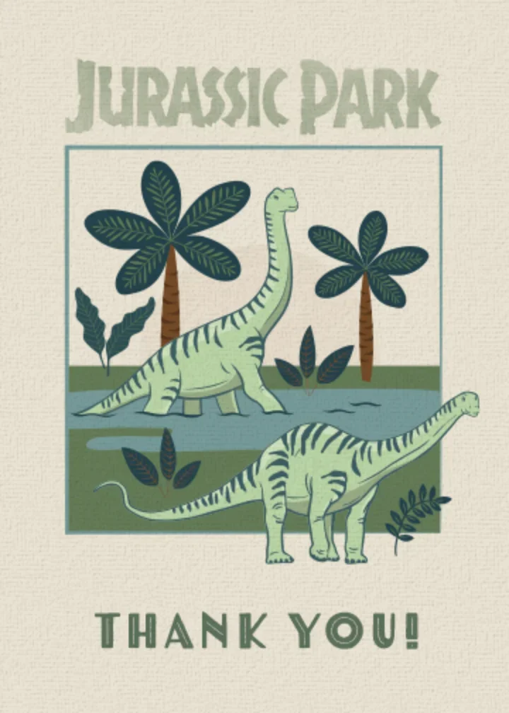Jurassic World Baby Thank You card image