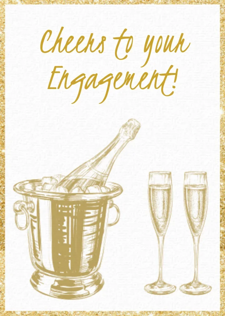 Golden Engagement Cheers card image