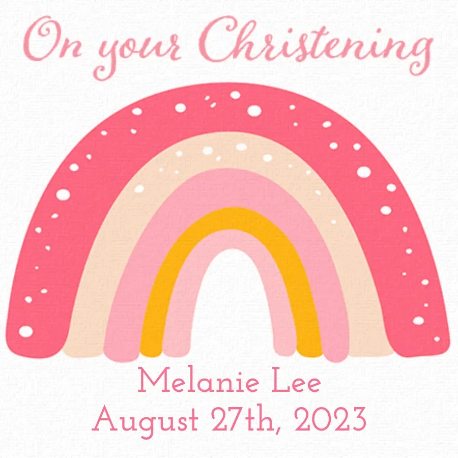 Rainbow Christening Pink card image