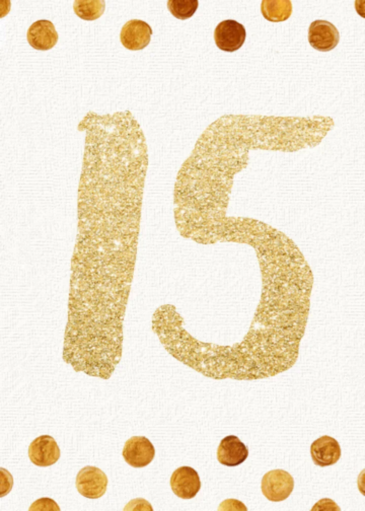 Gold 15 Birthday card image
