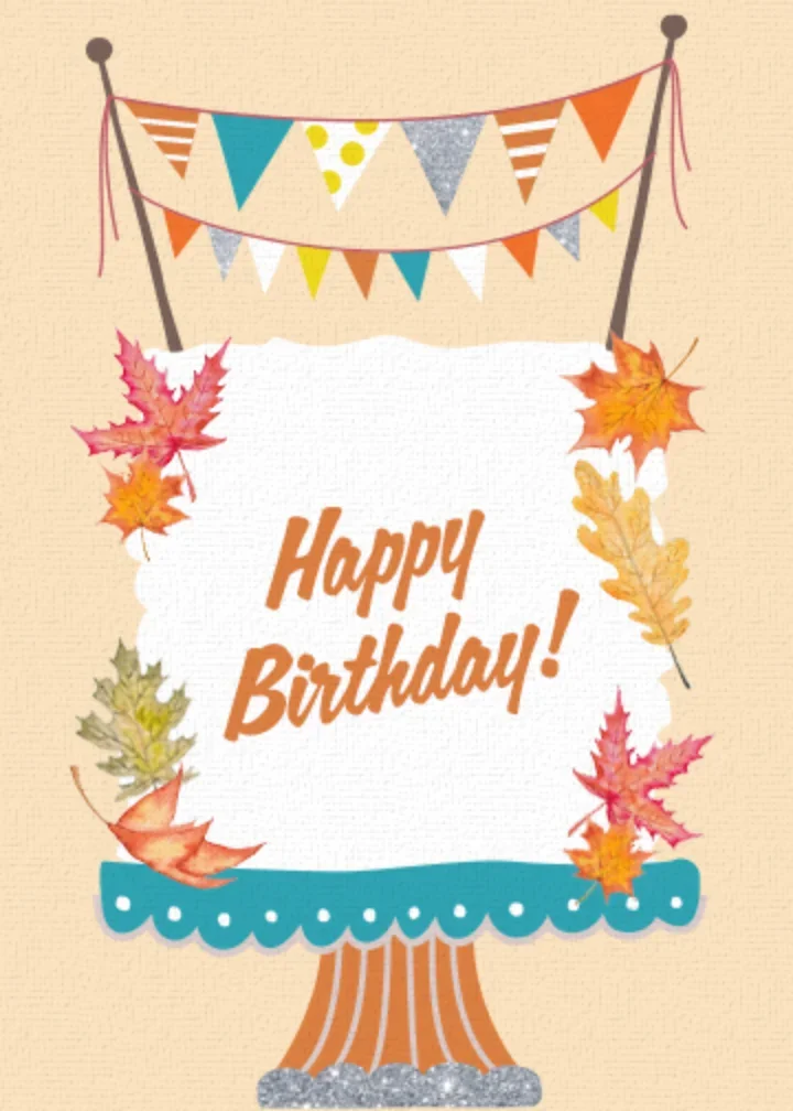 Fall Leaves Birthday Cake card image