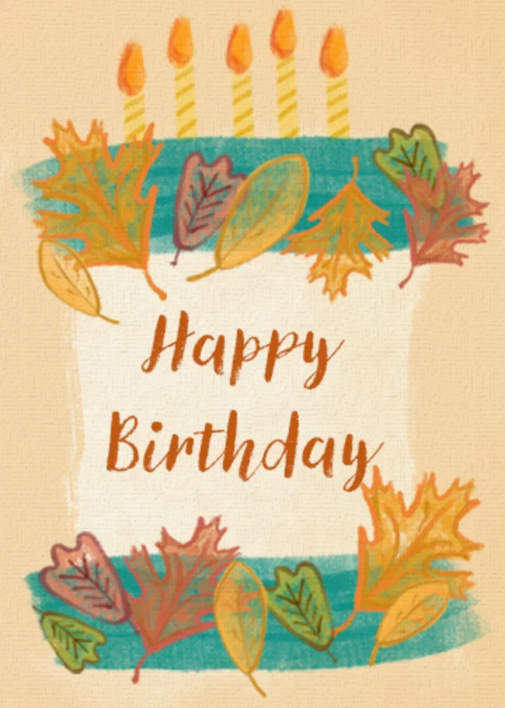 Fall Floral Birthday Cake card image