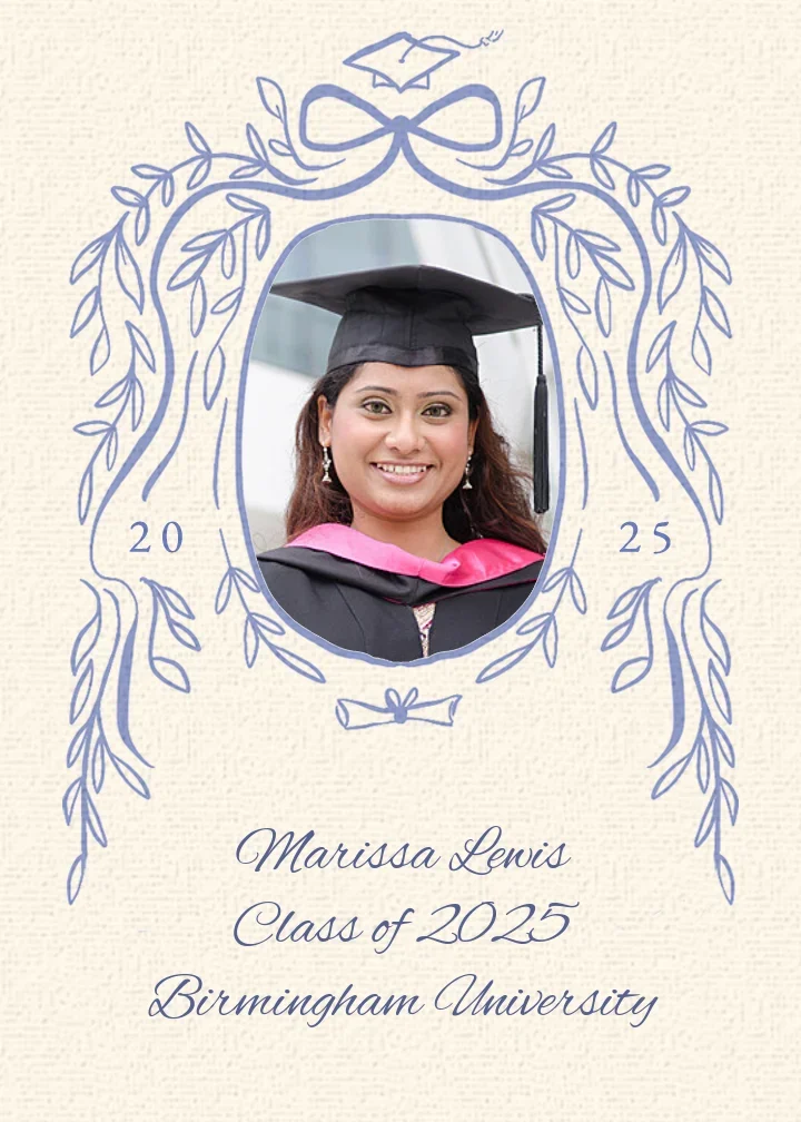 Grad Photo Leaf Navy card image