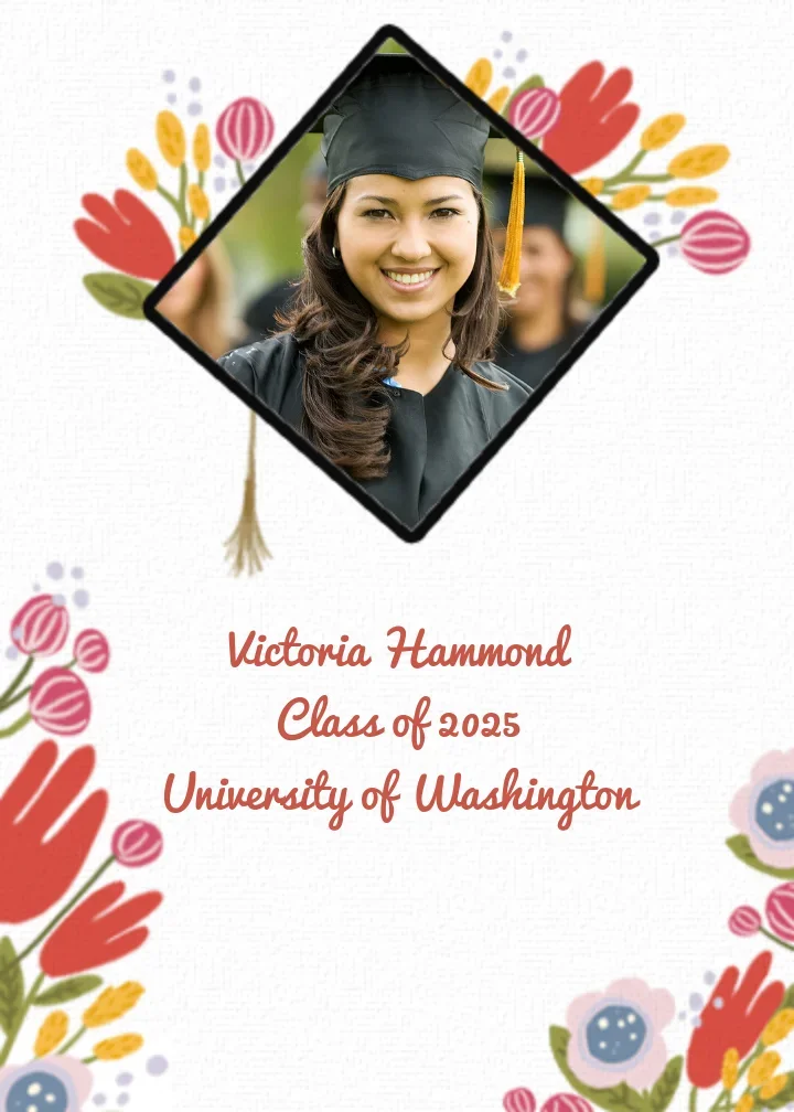Floral Grad Cap Photo card image