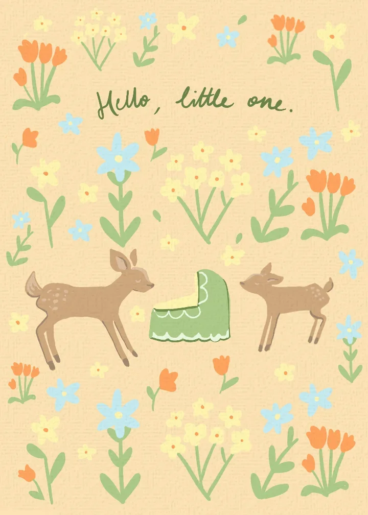 Hello Little One Woodland card image