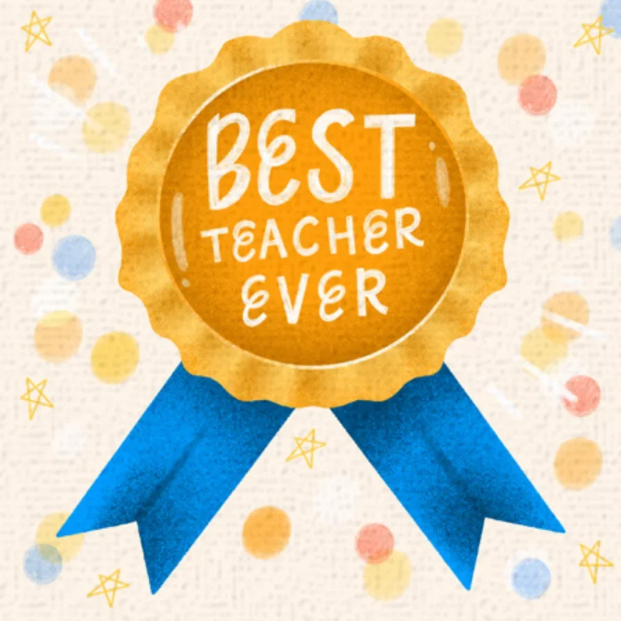 Best Teacher Ever Ribbon card image