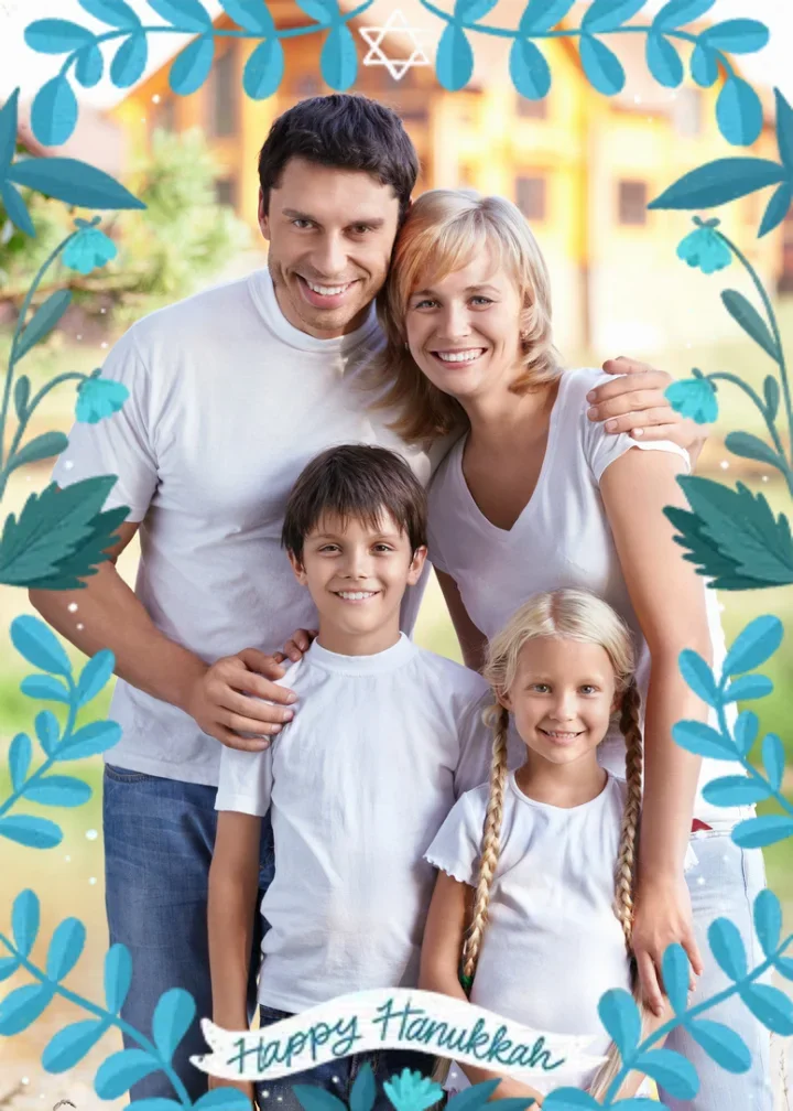 Hanukkah Greenery Frame card image