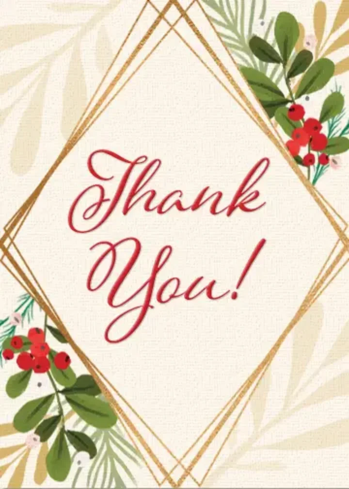 Gold Holly Thank You card image
