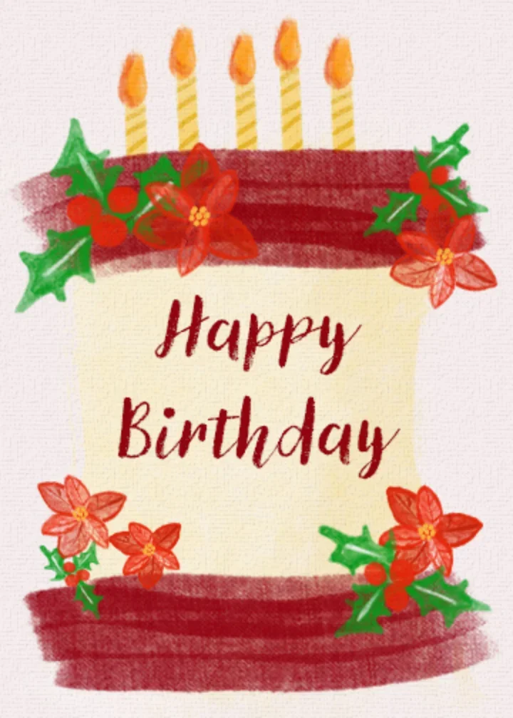 Holiday Birthday Cake Holly card image