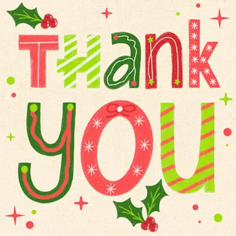 Festive Holiday Thanks card image